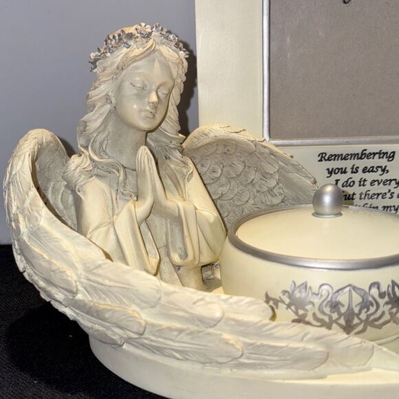 Angel Wing Picture Frame and Candle Holder - Cream - Picture 2 of 7